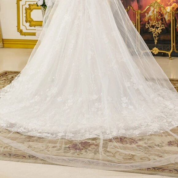 New Off The Shoulder Bridal Ball Gown w/ Floral Applqiue & Lace Up Back GL3821 - Picture 14 of 14